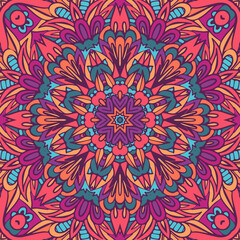 Abstract geometric floral colorful mandala seamless pattern ornamental.