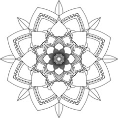 Easy Mandala coloring book simple and basic for beginners, seniors and children. Set of Mehndi flower pattern for Henna drawing and tattoo. Decoration in ethnic oriental, Indian style.