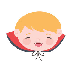 happy halloween, cute face boy dracula costume isolated design icon