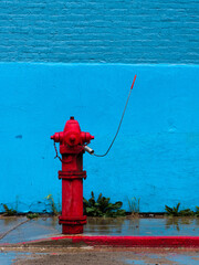 Old fashioned red fire hydrant