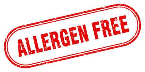 allergen free stamp. rounded grunge textured sign. Label