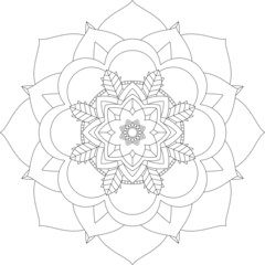 Easy Mandala coloring book simple and basic for beginners, seniors and children. Set of Mehndi flower pattern for Henna drawing and tattoo. Decoration in ethnic oriental, Indian style.