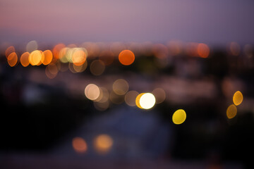 Bokeh background. Abstract bokeh in the background of the city. Defocused