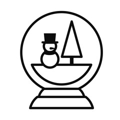 christmas snow ball icon, line style