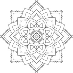 Easy Mandala coloring book simple and basic for beginners, seniors and children. Set of Mehndi flower pattern for Henna drawing and tattoo. Decoration in ethnic oriental, Indian style.