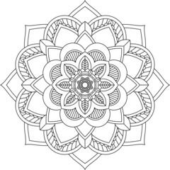 Easy Mandala coloring book simple and basic for beginners, seniors and children. Set of Mehndi flower pattern for Henna drawing and tattoo. Decoration in ethnic oriental, Indian style.