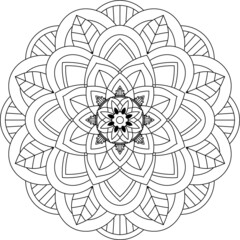 Easy Mandala coloring book simple and basic for beginners, seniors and children. Set of Mehndi flower pattern for Henna drawing and tattoo. Decoration in ethnic oriental, Indian style.