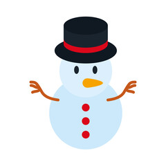 cartoon christmas snowman icon, flat style