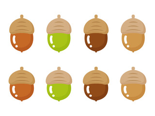 どんぐりのイラストセット_ベクター