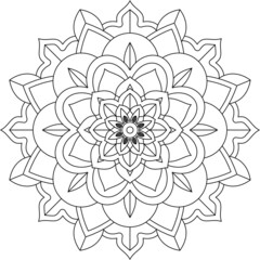 Easy Mandala coloring book simple and basic for beginners, seniors and children. Set of Mehndi flower pattern for Henna drawing and tattoo. Decoration in ethnic oriental, Indian style.