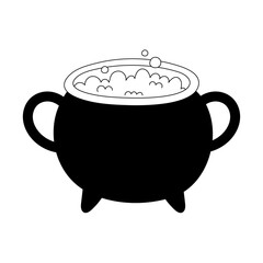 happy halloween cauldron with potion spell isolated design icon line style