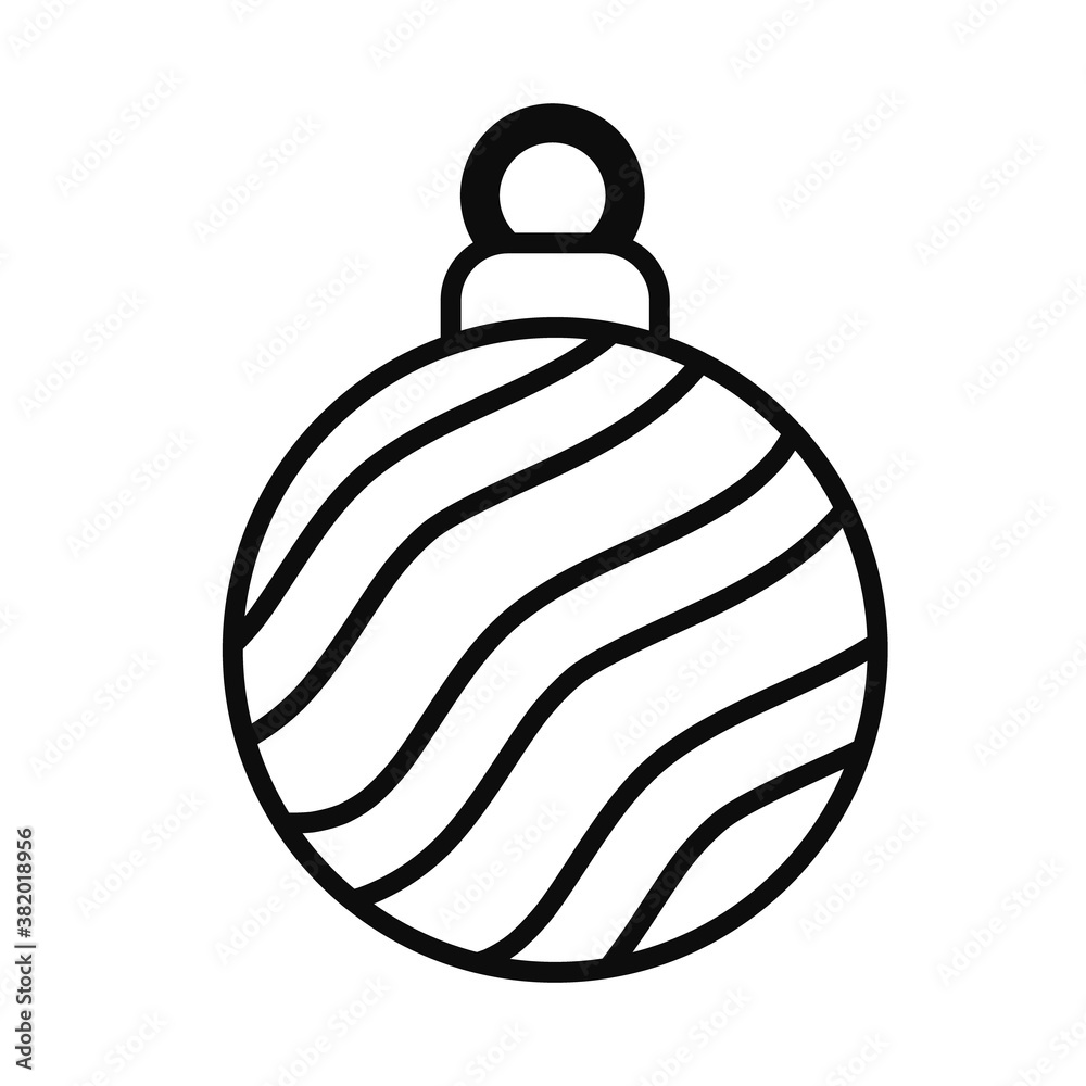 Wall mural striped christmas ball icon, line style