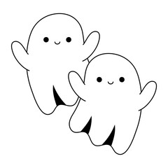 happy halloween cute ghosts cartoon character line style
