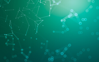 Abstract background. Molecules technology with polygonal shapes, connecting dots and lines. Connection structure. Big data visualization.