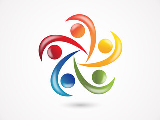 Logo teamwork unity business five shine people 