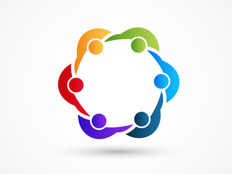 Logo teamwork unity business six people vector image