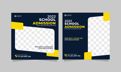 School admission social media post template suitable for advertising, promotion, poster, web, and many more.