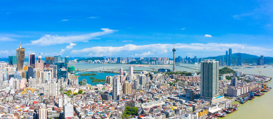 Fototapeta na wymiar Aerial photography of Macao Peninsula City Scenery in China