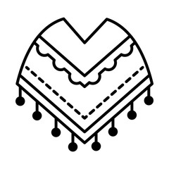 mexican poncho icon, line style