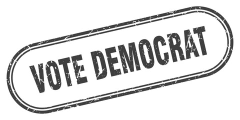 vote democrat stamp. rounded grunge textured sign. Label