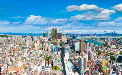 Naklejka premium Aerial photography of Macao Peninsula City Scenery in China