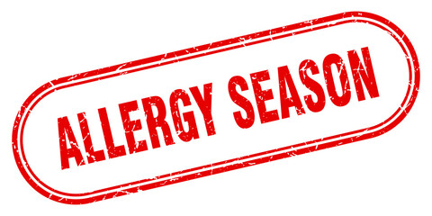allergy season stamp. rounded grunge textured sign. Label