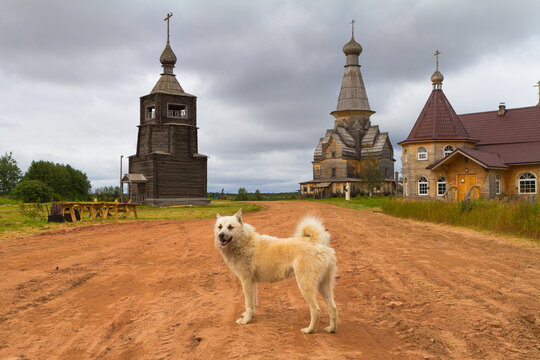 Varzuga, ancient age 600 years old settlement in the north of Russia Kola Peninsula