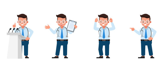 Doctor kid character vector design. Presentation in various action with emotions. 