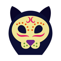 cat of day of dead icon, flat style