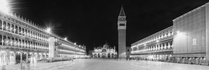 View of St. Mark's Square at night in Venice, Italy