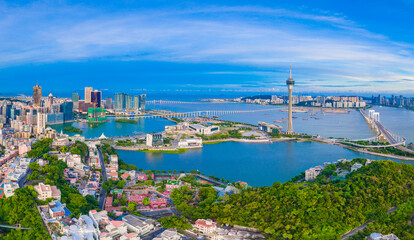 Obraz premium Aerial photography of Macao Peninsula City Scenery in China