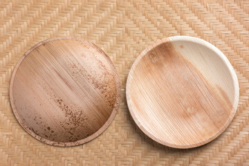 Betel palm leaf plate (Biodegradable plate, Compostable plate or Eco friendly disposable plate) on...