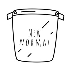 new normal design with face shield icon, line style