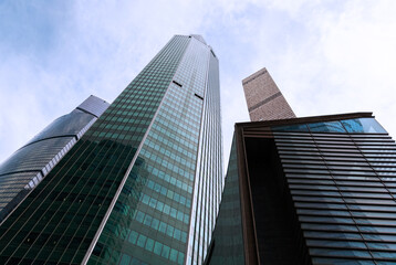 Moscow City skyscrapers, contemporary office buildings in downtown business center