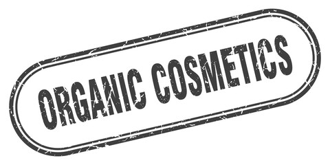 organic cosmetics stamp. rounded grunge textured sign. Label