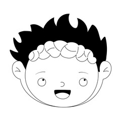 happy halloween, cute boy zombie face costume isolated design icon line style