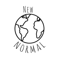 new normal design with earth planet icon, line style