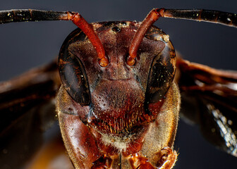 close up of red wasp