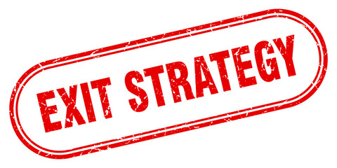 exit strategy stamp. rounded grunge textured sign. Label