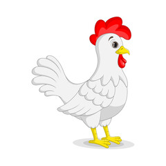 Cartoon rooster on white background