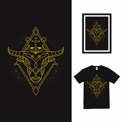 Bull Line Art T shirt Design