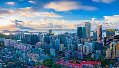 Obraz premium Aerial photography of Macao Peninsula City Scenery in China