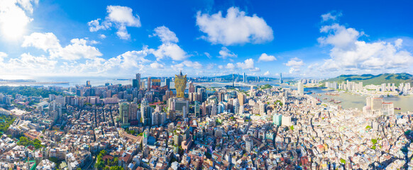 Obraz na płótnie Canvas Aerial photography of Macao Peninsula City Scenery in China