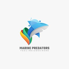 Vector Logo Illustration Marine Predator Gradient Colorful Style..