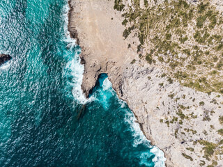 Aerial, Bird's eye, Drone view of Formentor, Cap de Formentor, Palma de Mallorca, Balearic Islands, Spain