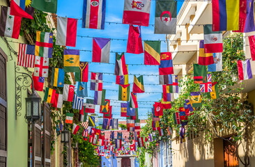 Fototapeta premium flags of all countries in the getsemani neighborhood cartagena colombia