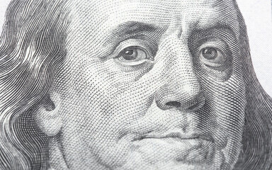 Benjamin Franklin on 100 dollar bill or One hundred dollars. Money United States of America. Bank financing. Cash banknote.