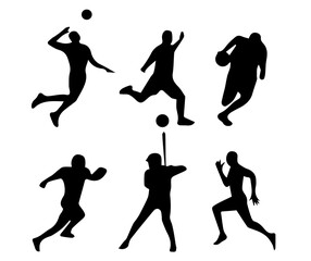 Set of vector illustrations of black people doing sports activities