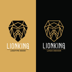 GOLD LION LOGO - ABSTRACT GEOMETRIC LINE ART/MONOLINE - VECTOR -ILLUSTRATION TEMPLATE