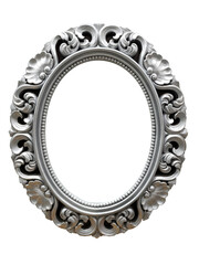 silver oval vintage frame isolated on white background
